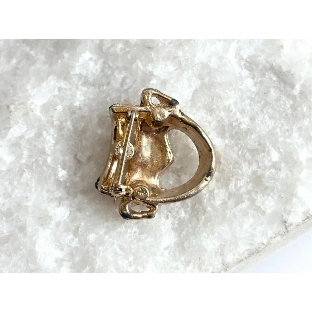 Happy Mask Gold Toned Vintage Costume Jewelry Brooch | Lapel Pin